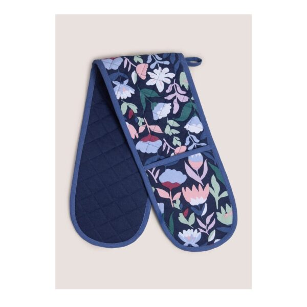 Navy Floral Oven Gloves