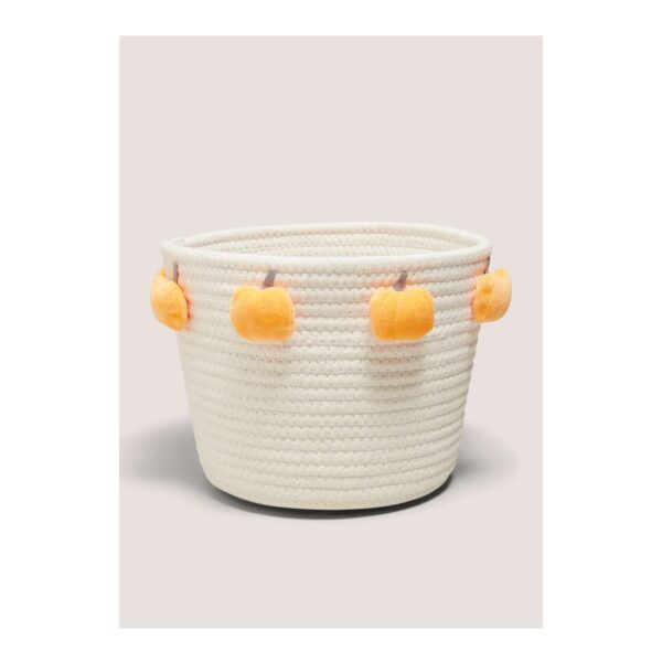Cream Pumpkin Pom Embroidered Basket