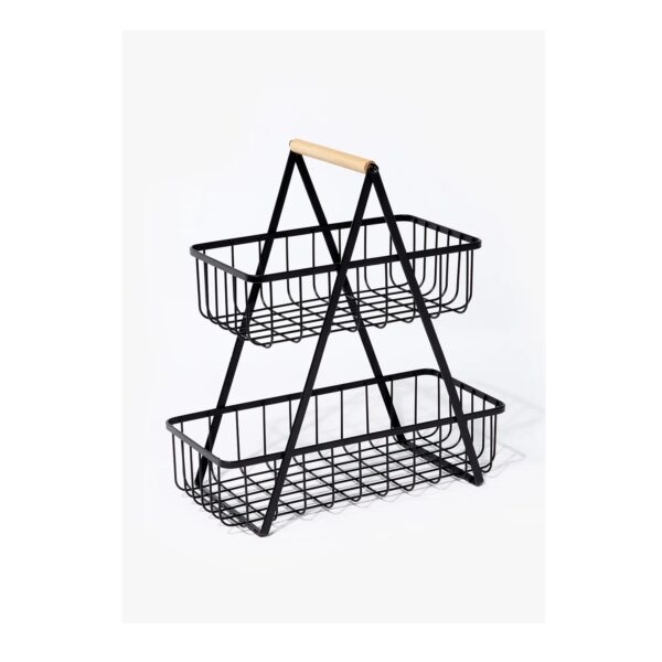 Black Wire Two Tier Storage Basket